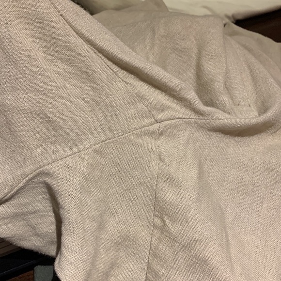 REITMANS Tan Coastal Pant Straight Wide Leg Linen Blend Minimalist Trousers 15 - Picture 8 of 11